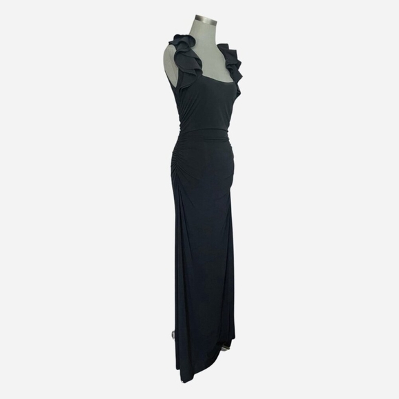 Laundry by Shelli Segal Black Ruffled Sleeve Maxi Dress Women's Gown Size 12 - Picture 4 of 7